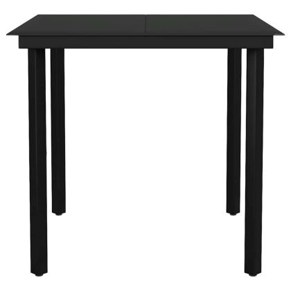 Градински комплект 3 части с възглавници черен полиратан стъкло