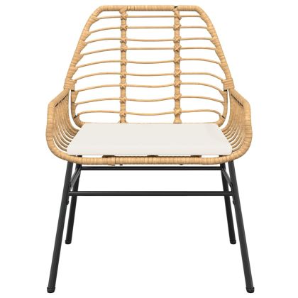 Градински комплект 3 части с възглавници кафяв полиратан стъкло