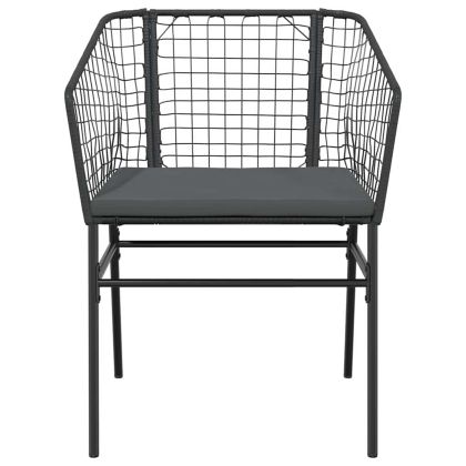 Градински комплект 5 части с възглавници черен полиратан стъкло