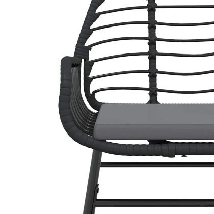 Градински комплект 5 части с възглавници черен полиратан стъкло