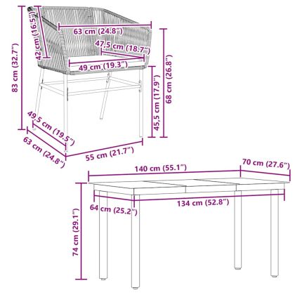 Градински комплект с възглавници 5 части сив полиратан стъкло
