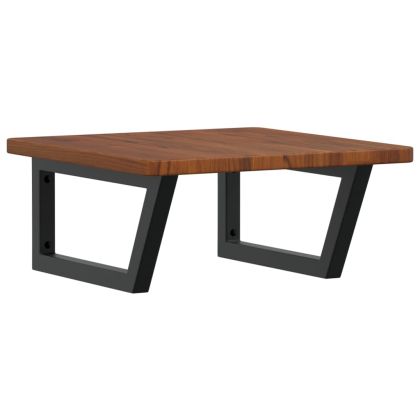 Стенен рафт за мивка, стомана и масивно дърво дъб