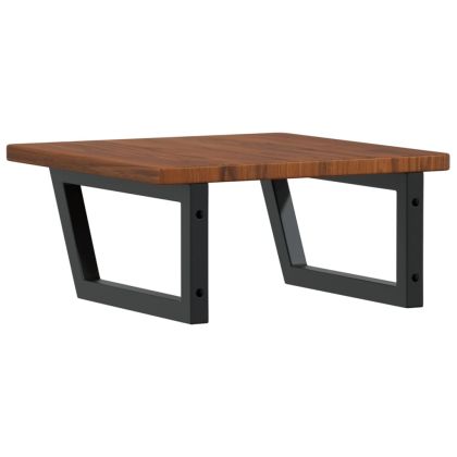 Стенен рафт за мивка, стомана и масивно дърво дъб