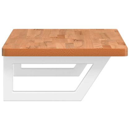 Стенен рафт за мивка, стомана и масивно дърво бук