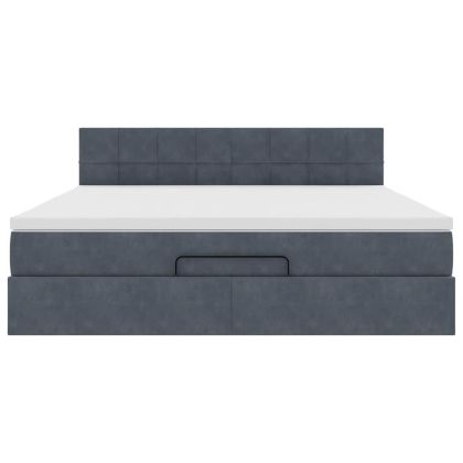 Османска легло с матрак, тъмносиво, 160x200 см, кадифе