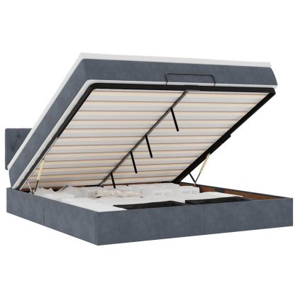 Османска легло с матрак, тъмносиво, 160x200 см, кадифе