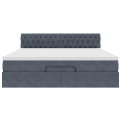 Османска легло с матрак, тъмносиво, 160x200 см, кадифе