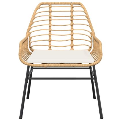 Градински комплект с възглавници 7 части кафяв полиратан стъкло