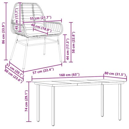 Градински комплект с възглавници 7 части кафяв полиратан стъкло