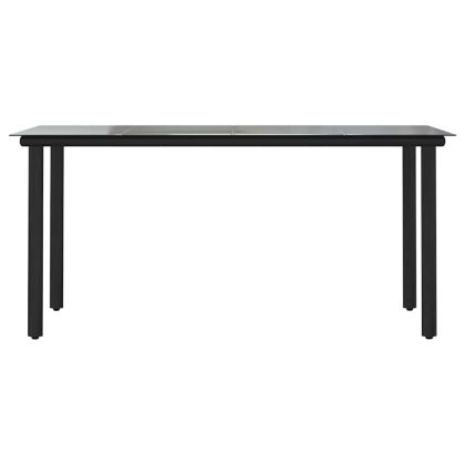 Градински комплект 5 части с възглавници черен полиратан стъкло