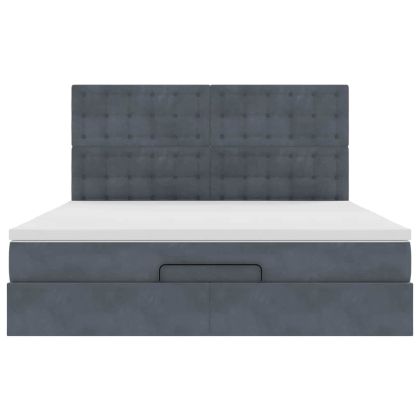 Османска легло с матраци, тъмносиво, 160x200 см, кадифе