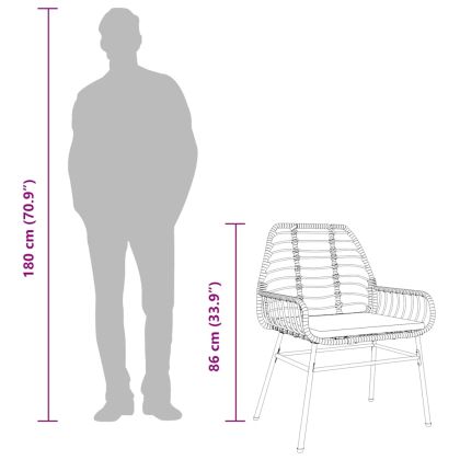 Градински комплект 5 части с възглавници черен полиратан стъкло
