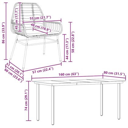 Градински комплект с възглавници 5 части кафяв полиратан стъкло