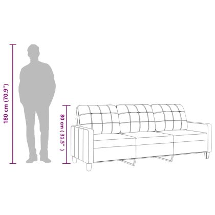 3-местен диван, сив, 180 см, изкуствена кожа