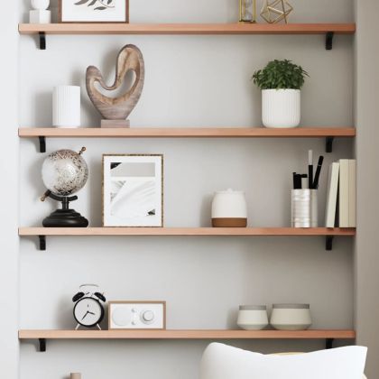 Стенен рафт светлокафяв 80x10x2 см обработен масивен дъб