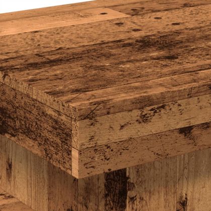 Маса за кафе с LED осветление, старо дърво, 50x50x40 см