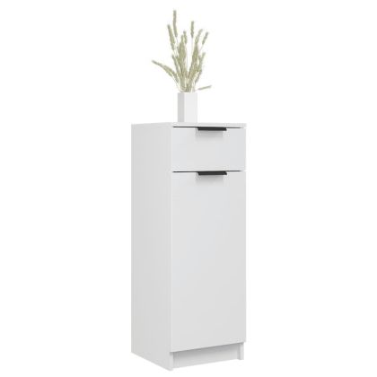 Шкаф за баня, бял, 32x33,5x90 см, инженерно дърво