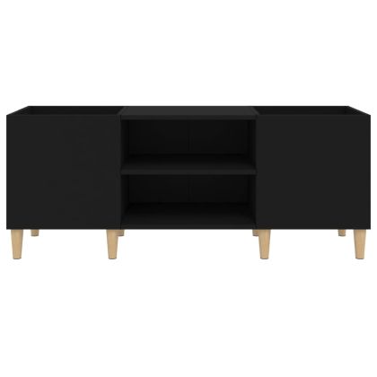 Шкаф за грамофонни плочи черен 121x38x48 см инженерно дърво