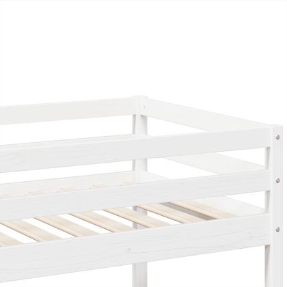 Двуетажно легло, бяло, 90x200 см, борово дърво масив