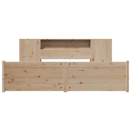 Легло с етажерка за книги, без матрак, 180x200 см, бор масив