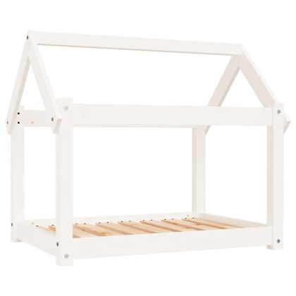 Кучешко легло, бяло, 81x60x70 см, борова дървесина масив