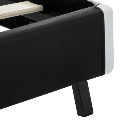 Рамка за легло с LED, черна, изкуствена кожа, 140x200 cм