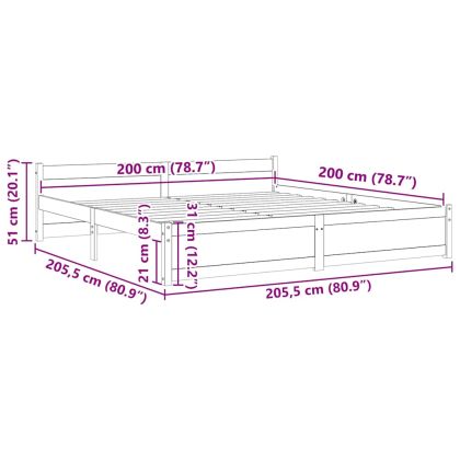 Рамка за легло без матрак, масивна дървесина, 200x200 см