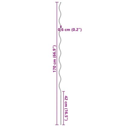 20 бр Спирални колчета за растения, 170 см, поцинкована стомана