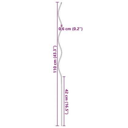 50 бр Спирални колчета за растения, 110 см, поцинкована стомана