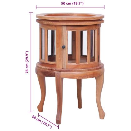 Шкаф с витрина, естествен цвят, 50x50x76 см, махагон масив