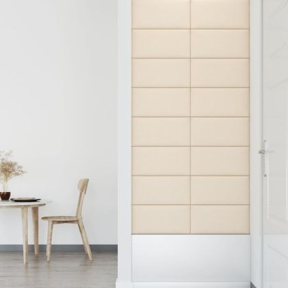 Стенни панели, 12 бр, кремави, 60x30 см, кадифе, 2,16 м²