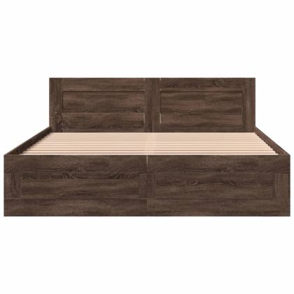 Рамка за легло с табла, кафяв дъб, 160x200 см, инженерно дърво
