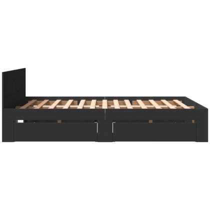 Рамка за легло с табла без матрак, черна, 160x200 см