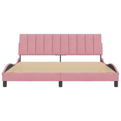 Рамка за легло без матрак Hanko, розова, 180x200 см, кадифе