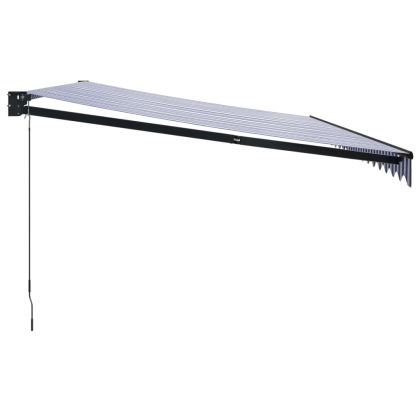 Прибираща се тента синьо и бяло 5x3 м плат и алуминий