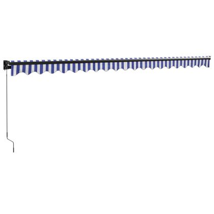 Прибираща се тента синьо и бяло 5x3 м плат и алуминий