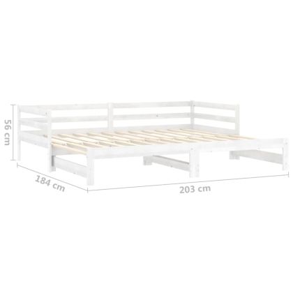 Разтегателно дневно легло 2x(90x200) см бяло борово дърво масив