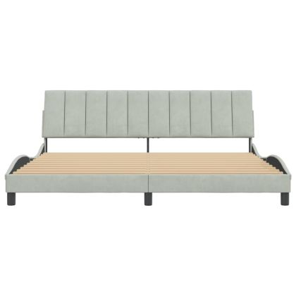 Рамка за легло без матрак Hanko, светлосива, 200x200 см, кадифе