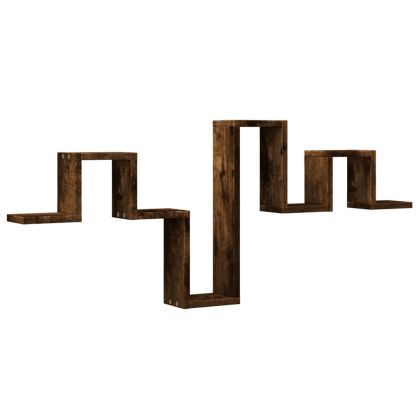 Стенен рафт, опушен дъб, 104,5x10x43 см, инженерно дърво