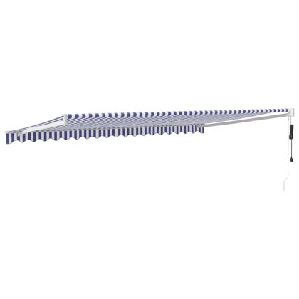 Автоматично прибираща се тента, синьо и бяло, 5x3 м