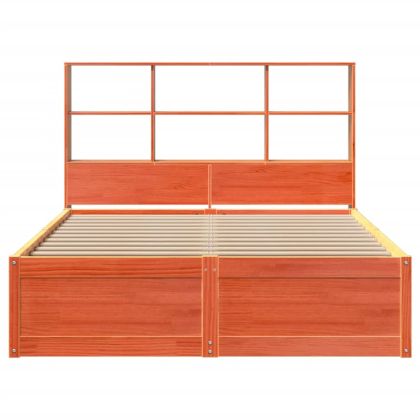 Рамка за легло без матрак, восъчнокафяв, 140x190 см, бор масив