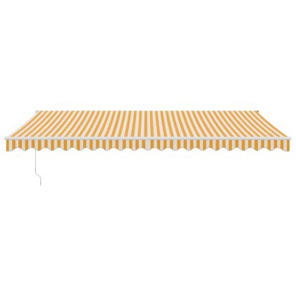 Автоматично прибираща се тента, жълто и бяло, 5x3 м