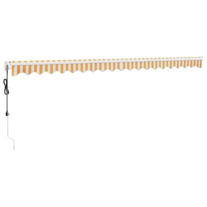 Автоматично прибираща се тента, жълто и бяло, 5x3 м