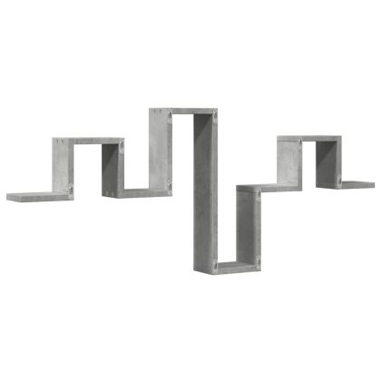 Стенен рафт, бетонно сив, 104,5x10x43 см, инженерно дърво