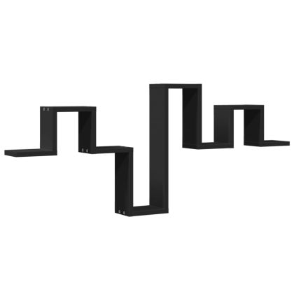 Стенен рафт, черен, 104,5x10x43 см, инженерно дърво