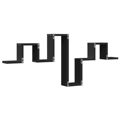 Стенен рафт, черен, 104,5x10x43 см, инженерно дърво