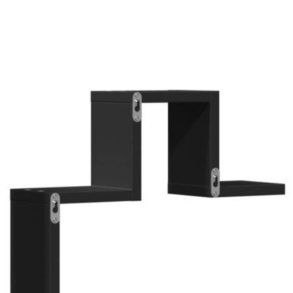 Стенен рафт, черен, 104,5x10x43 см, инженерно дърво