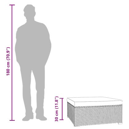 Градинска табуретка с възглавница кафява 70х70х30 см полиратан