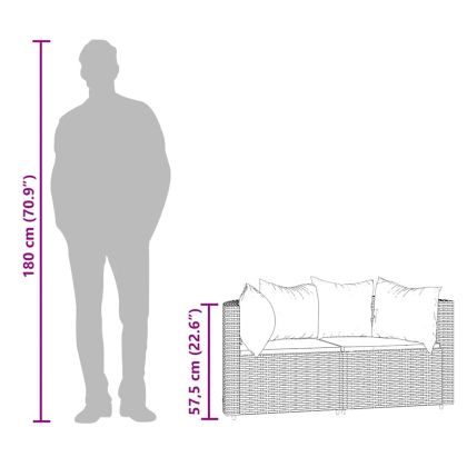 Градински ъглови дивани с възглавници, 2 бр, кафяви, полиратан