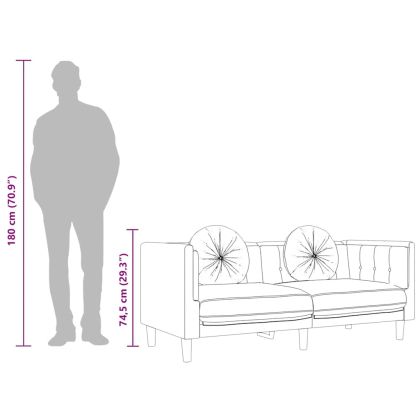 Диван с възглавници 2-местен жълто кадифе